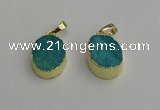 NGP7199 15*20mm oval druzy quartz pendants wholesale