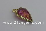 NGP7402 22*30mm - 25*40mm arrowhead plated druzy quartz pendants