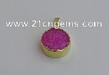 NGP7459 20mm coin plated druzy agate gemstone pendants