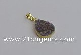 NGP7485 15*20mm flat teardrop plated druzy agate gemstone pendants