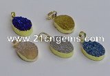 NGP7498 15*20mm oval plated druzy agate gemstone pendants
