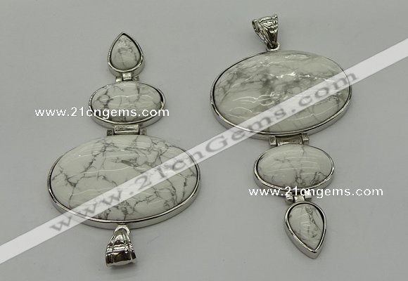 NGP8011 50*82mm - 52*86mm white howlite pendant set jewelry