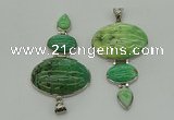 NGP8028 50*82mm - 52*86mm grass agate pendant set jewelry