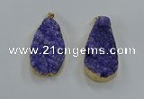 NGP8513 25*48mm - 27*52mm flat teardrop druzy agate pendants