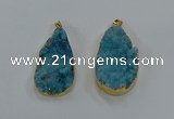 NGP8516 25*48mm - 27*52mm flat teardrop druzy agate pendants