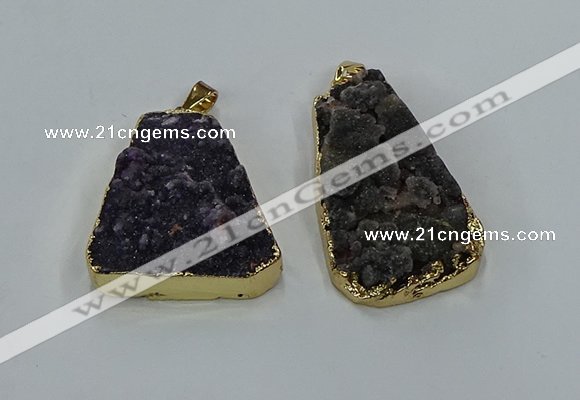NGP8550 25*33mm - 30*35mm trapezoid druzy agate pendants