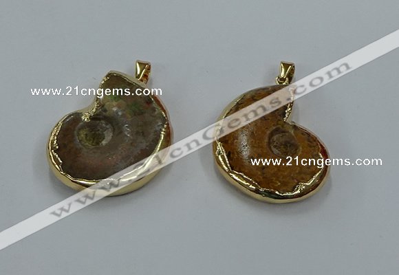 NGP8874 22*26mm - 30*35mm carved ammonite gemstone pendants