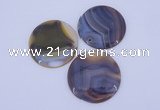 NGP934 5PCS 52mm flat round agate gemstone pendants wholesale
