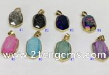 NGP9610 15*22mm faceted oval plated druzy agate pendants