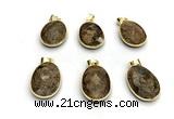 NGP9879 17*22mm faceted oval bronzite pendant
