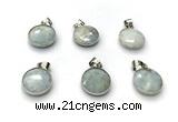 NGP9889 16mm faceted coin aquamarine pendant