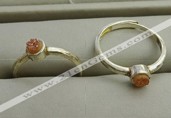 NGR1039 4mm coin plated druzy agate rings wholesale