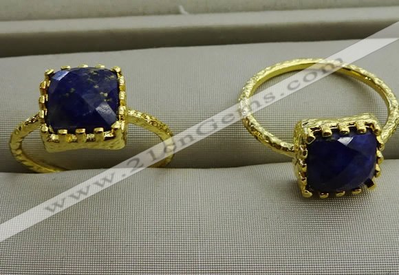 NGR1075 8*8mm square lapis lazuli gemstone rings wholesale