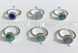 NGR1133 11mm flat round mixed gemstone gemstone rings wholesale