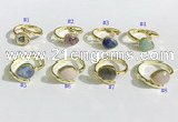NGR1143 8*10mm faceted flat droplet mixed gemstone rings wholesale