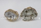 NGR126 30*40mm - 35*45mm freeform plated druzy quartz rings