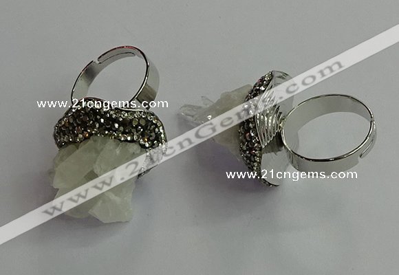 NGR2003 25mm flower druzy quartz rings wholesale