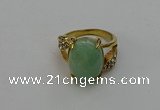 NGR2008 10*15mm faceted oval green aventurine gemstone rings