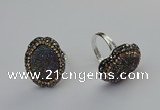 NGR2132 22*28mm - 22*30mm flower plated druzy agate rings