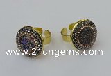 NGR2146 20mm - 22mm coin plated druzy agate rings wholesale