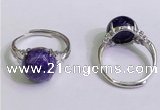 NGR3007 925 sterling silver with 12mm flat  round charoite rings