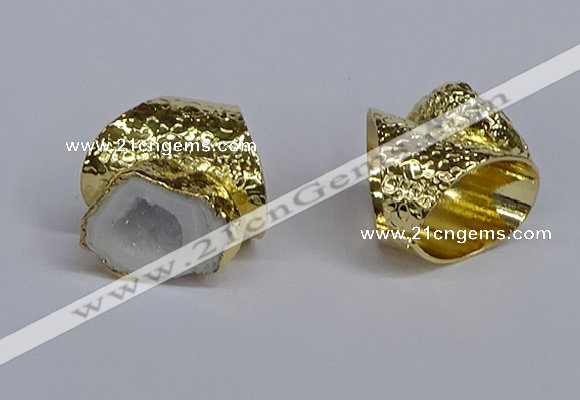 NGR372 15*20mm - 20*25mm freeform druzy agate rings wholesale