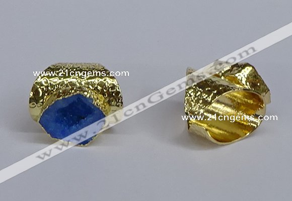 NGR378 15*20mm - 20*25mm freeform druzy agate rings wholesale