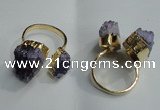 NGR78 13*18mm - 18*25mm nuggets druzy amethyst gemstone rings