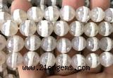 CAA6163 15 inches 12mm faceted round electroplated Tibetan Agate beads