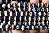 CAA6236 8mm faceted round AB-Color electroplated Tibetan Agate beads