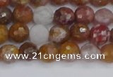 CAG9911 15.5 inches 6mm faceted round red moss agate beads