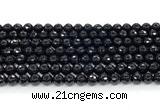 CON123 15.5 inches 5mm faceted round black onyx gemstone beads