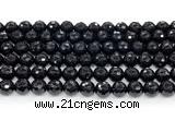 CON125 15.5 inches 8mm faceted round black onyx gemstone beads