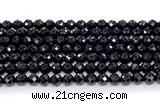 CON130 15.5 inches 5mm faceted round black onyx gemstone beads