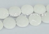 CAA01 15.5 inches 14mm faceted coin white agate gemstone beads