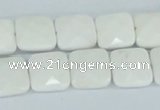 CAA04 15.5 inches 10*10mm faceted square white agate gemstone beads