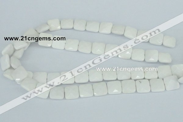 CAA04 15.5 inches 10*10mm faceted square white agate gemstone beads