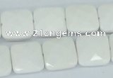 CAA05 15.5 inches 14*14mm faceted square white agate gemstone beads