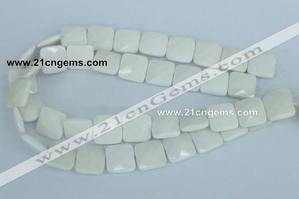 CAA06 15.5 inches 18*18mm faceted square white agate gemstone beads