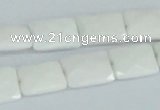 CAA07 15.5 inches 10*14mm faceted rectangle white agate gemstone beads