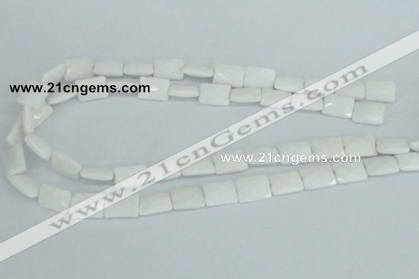 CAA07 15.5 inches 10*14mm faceted rectangle white agate gemstone beads