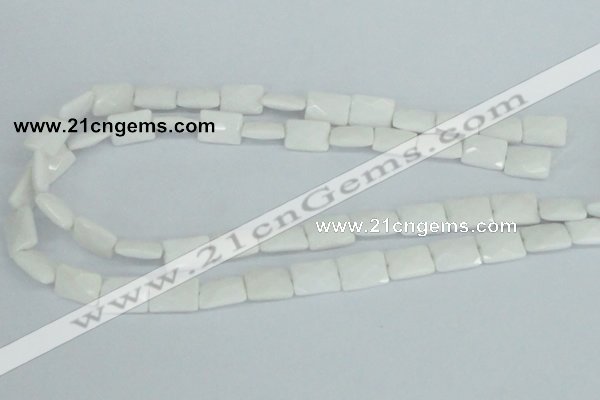 CAA07 15.5 inches 10*14mm faceted rectangle white agate gemstone beads