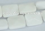 CAA08 15.5 inches 15*20mm faceted rectangle white agate gemstone beads