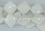 CAA09 15.5 inches 12*12mm faceted diamond white agate gemstone beads