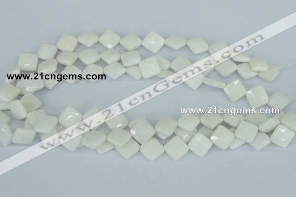 CAA09 15.5 inches 12*12mm faceted diamond white agate gemstone beads