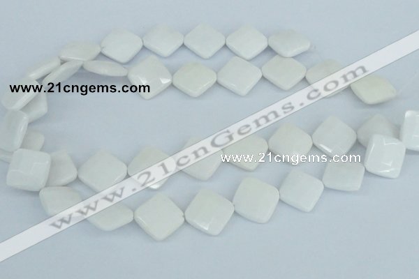 CAA10 15.5 inches 18*18mm faceted diamond white agate gemstone beads