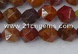 CAA1001 15.5 inches 8mm faceted nuggets red moss agate beads