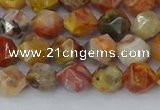 CAA1014 15.5 inches 6mm faceted nuggets red crazy lace agate beads