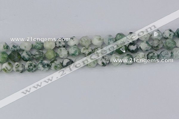 CAA1022 15.5 inches 10mm faceted nuggets tree agate beads