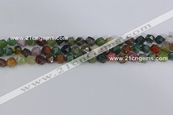 CAA1027 15.5 inches 8mm faceted nuggets Indian agate beads